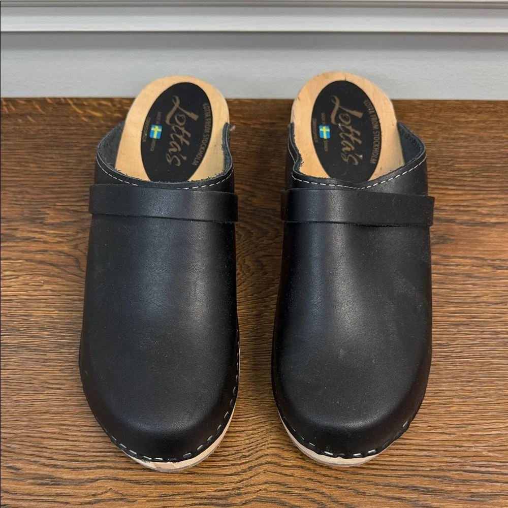 Lotta From Stockholm Black Leather Clogs Sz 42! - Picture 1 of 6